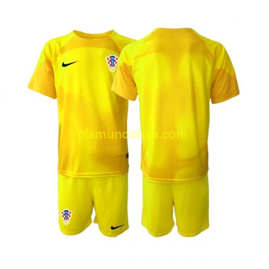 Camisola Croácia Guarda-redes Criança Equipamento Primeiro Copa do Mundo 2022 Manga Curta